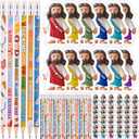 Yexiya 96 Pcs Easter Christian Bible Verse Pencils Bulk Include 48 Bible Verses Pencils 48 Religious Jesus Erasers Inspirational Christian Church Gifts for Sunday School Church Easter Party