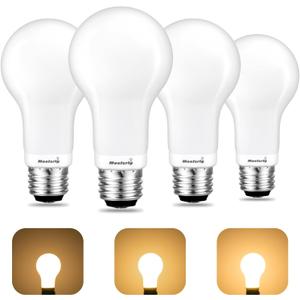 3-Way Light Bulbs, 30 70 100 Watt Equivalent, Soft White 2700K, A19 Three Way LED Bulbs, 3W/8W/10W, E26 Medium Base, Pack of 4