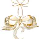 2025 Christmas Initial Ornaments,Bow Letter Ornaments for Xmas Tree,Hanging Christmas Ornament Gift for Mother Friends Sister Wife Grandma Women Men