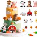 Farm Animal Cake Toppers 15PCS Animal Cake Toppers Include Cute Cow,Chicken,Horse,Pig,sheep,Farm Birthday Decorations.