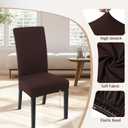 SearchI Chair Covers for Dining Room Set of 6, Stretch Solid Color Kitchen Parsons Chair Covers Washable Spandex Dining Chair Slipcovers Seat Protector for Hotel, Banquet, Ceremony (Chocolate)