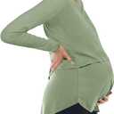 Tankaneo Womens Maternity Nursing Tops Long Sleeve Double Layer Breastfeeding Shirts Pregnancy Clothes (Green)