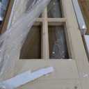 EaseLife Bifold Closet Door,for 36in x 80in (Double 18x80) Opening,French Glass Barn Doors with 3FT Concealed Bi-Fold Sliding Hardware Kit Included,Preassembled Door,Easy Install,DIY staining (35 1/2" (Double 17 3/4") x 78 3/4'')