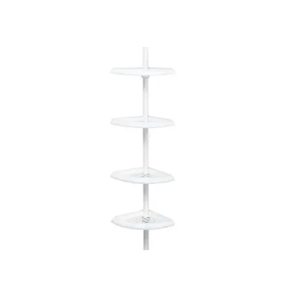 Zenna Home 2153WW2 Tension Pole Shower Caddy, 7.2 in OAL, 10.6 in OAW, 4-Shelf, Plastic, White