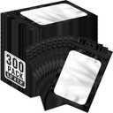 ANZNKU 300 Pcs Resealable Mylar Bags, 5.5x7.9 Inch Resealable Bags for Small Business, Smell Proof Hangover Kit Bag, Foil Zipper Pouches with Clear Window for Food Storage Party favor(Black)