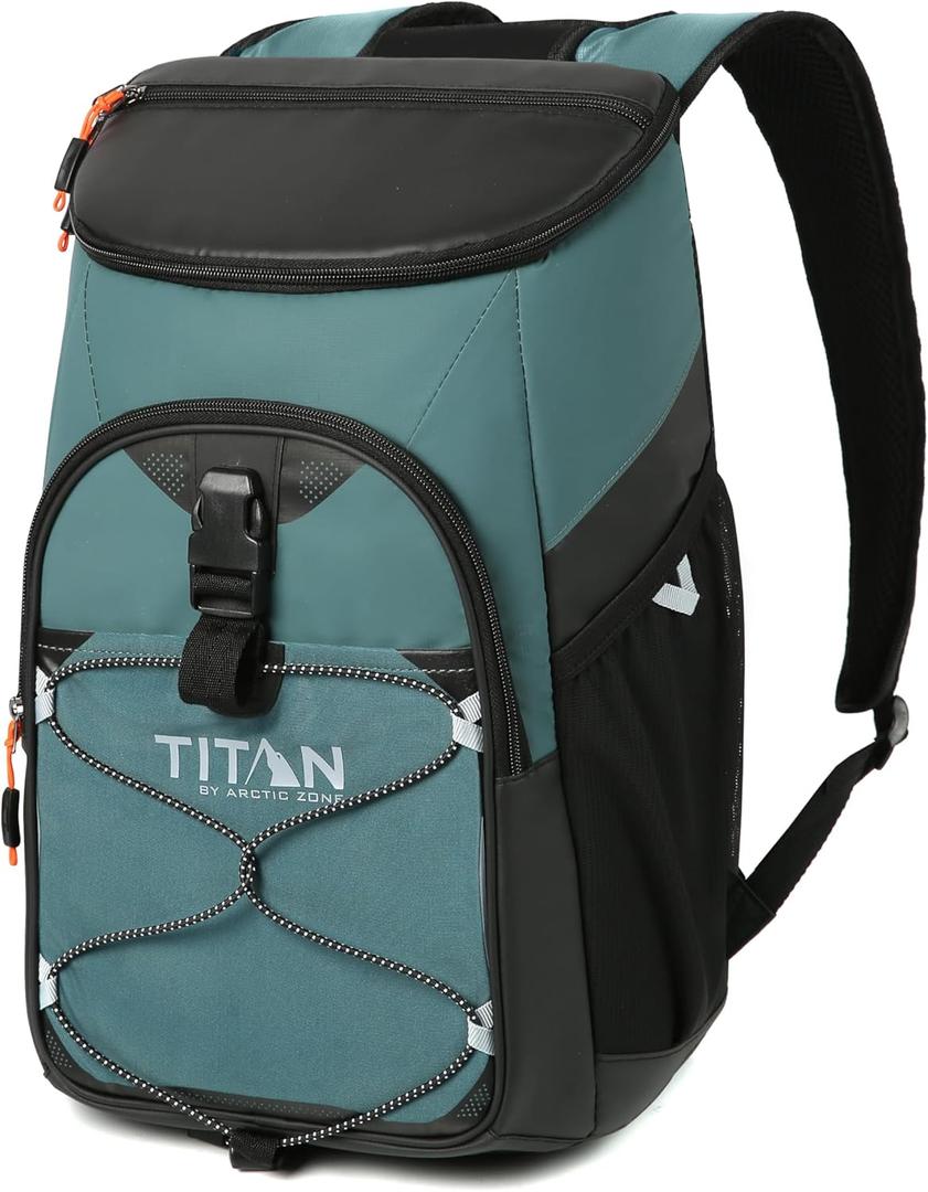 Titan by Arctic Zone Backpack Cooler, Insulated Soft Sided Bag with Leak Proof Lining and Padded Straps, for Lunch, Picnic, and Travel, 24 Can Capacity (Jungle Hunt)