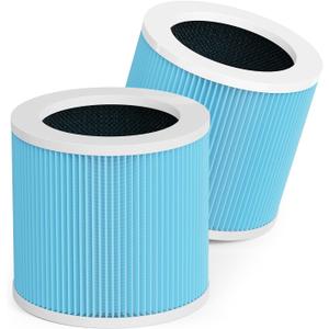 DH-JHD07 Air Filter Replacement 4-in-1 True HEPA Filter for Harmful Particulate, Dust, Hair, Dander, Odor - Standard Version (Blue), 2 Pack