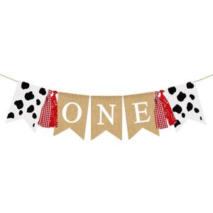 Rainlemon Farm Boy Girl 1st Birthday Party One High Chair Banner Barnyard Cow Theme First Birthday Highchair Garland Decoration