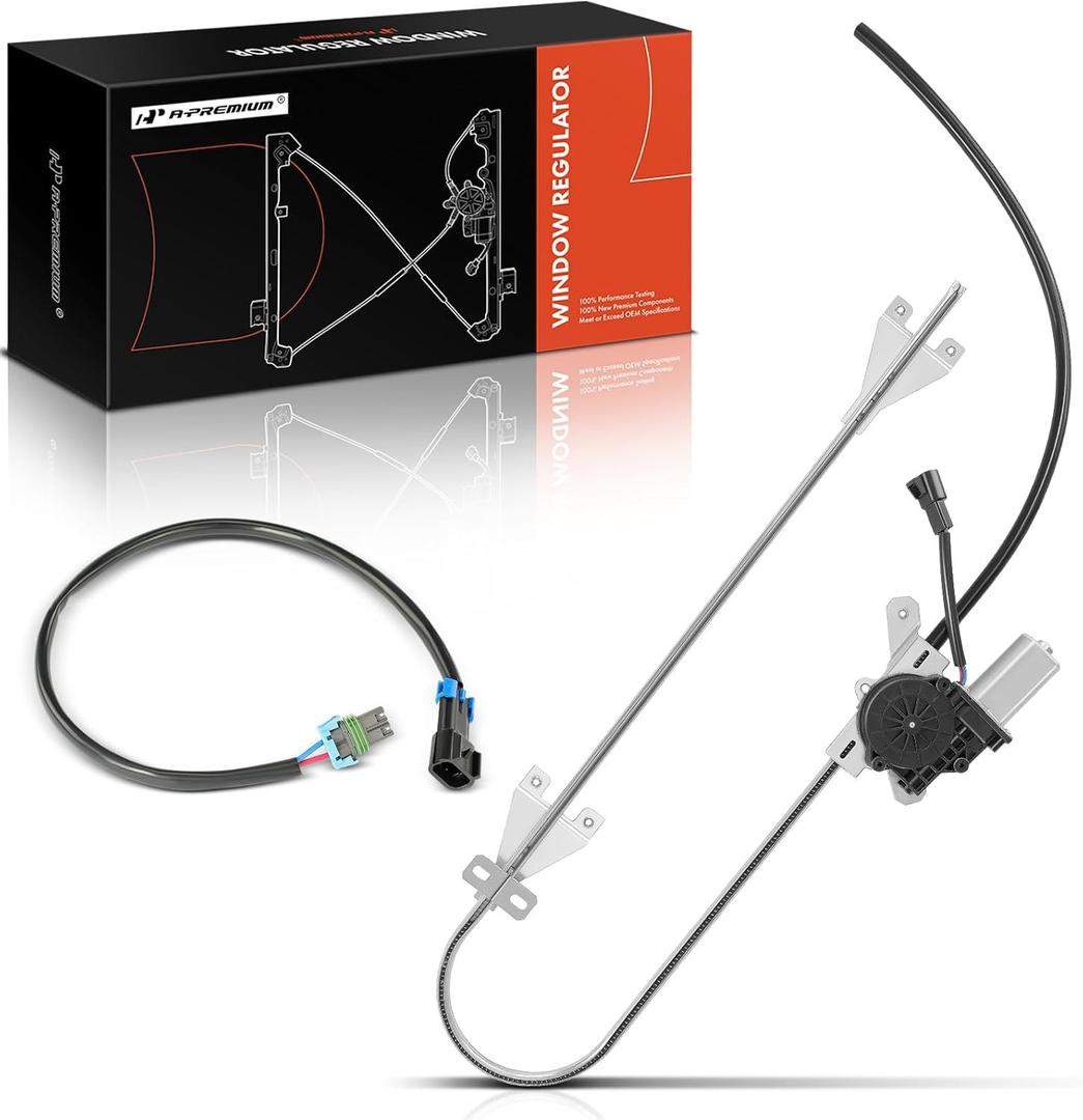 A-Premium Front Left Driver Side Power Window Regulator with 2-Pin Plug Motor Compatible with Kenworth T700 2011-2015, T2000 2003-2011 & Peterbilt 387 2006-2010, 587 2011