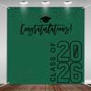Class of 2026 Graduations Backdrop Congrats Grad Party Photo Background, 6 * 6ft Large Booth Props Congratulations Banner for 2026 Graduation Party Decorations Supplies (Green Black)