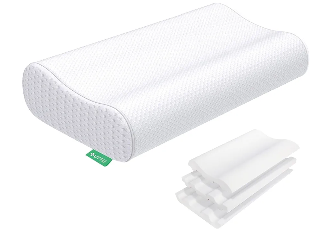 UTTU Cervical Pillow for Neck Strain Relief, Memory Foam Neck Pillow for Sleeping, Adjustable Orthopedic Sandwich Pillow, Contour Cooling for Side Back Stomach Sleeper, Medium(23.6"×14"×5.2"/4.5")