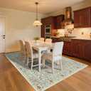 Vintage Beige Blue Living Room Rug, 9x12 Washable Area Rugs for Dining Room Under Table, Soft Low Pile Large Carpet Bedroom, Non-Slip Boho Floral (9 x 12 Beige Blue)