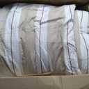 Bedsure Beige Striped Comforter Set Queen Size, Soft Fall Bedding 3 pcs