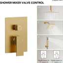 10" High-Pressure Rainfall Shower Faucet, Celling Mount Dual Shower Head System, Brushed Gold