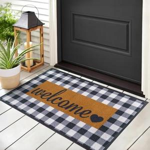 ubdyo Sturdy Welcome Mat - Extra Durable Door Mat - Dirt Trapping Front Doormat Outside Entrance - Welcome Matt Outdoor - Non Slip Backing Doormat, Patio Outdoor, Porch - Medium 32'' x 20''