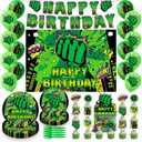 Green Hero Birthday Party Decorations Set, Super Theme Hero Party Supplies, Hero Fans Disposable Dinnerware Set for Kid Hero Cityscape Birthday Baby Shower Table Party Decoration