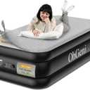 OhGeni 18" Luxury Twin Air Mattress with Built-in Pump, Inflatable Bed with Silk Foam Topper for Superior Comfort, Premium Blow-Up Mattress for Home, Camping & Guests, Easy Setup, Extra Support, Black