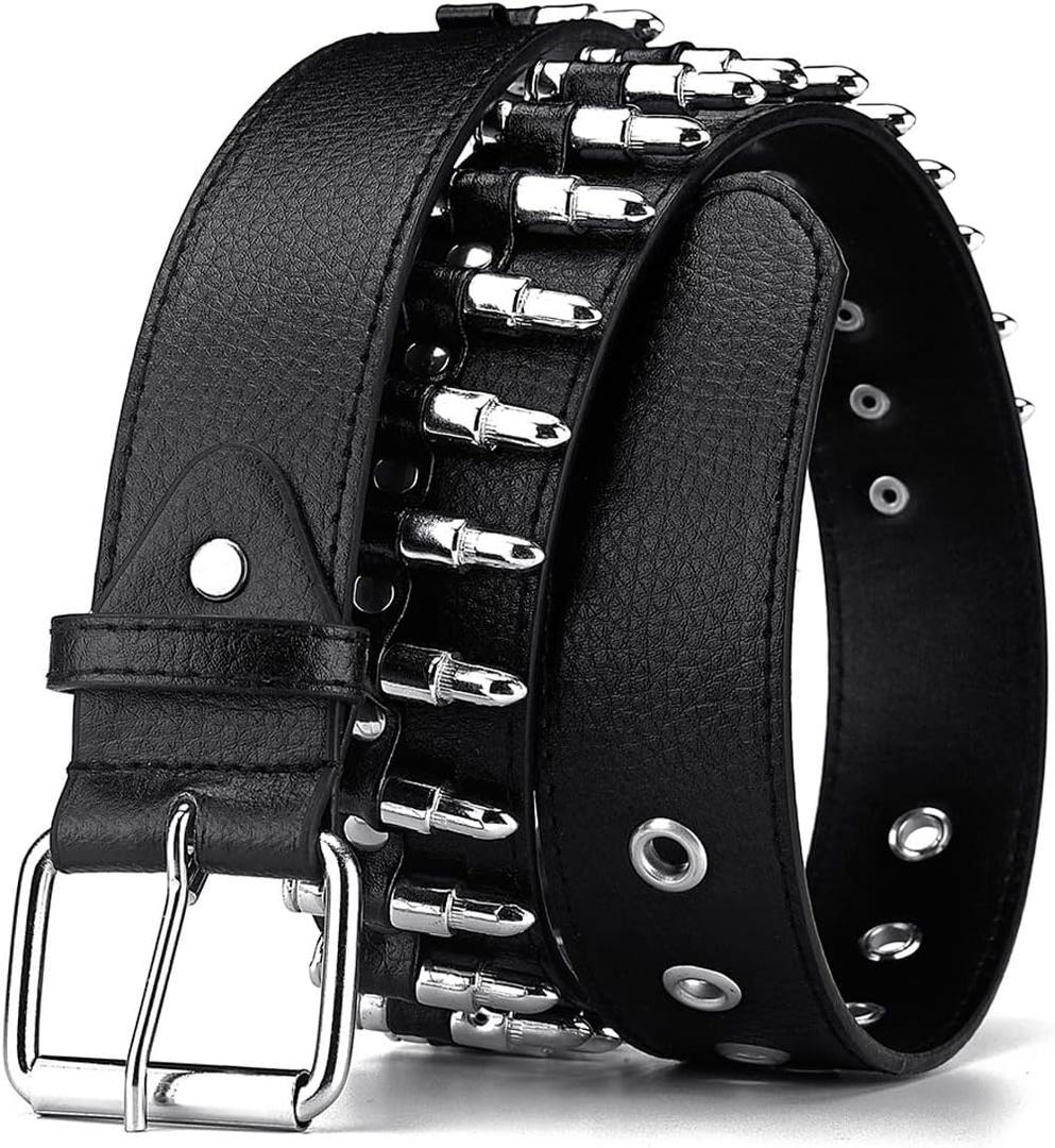 Bullet Rivet Belts Personalized Black Belt Fantastic Pu Leather Belt For Jeans Hip Hop (33"-38")