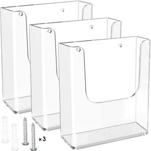 MaxGear Brochure Holder 8.5x11 Wall Mount, 3 Pack Acrylic Pamphlet & Flyer Holder, Clear Plastic Magazine Literature Organizer for Office, School, Hotel, Exhibition
