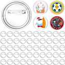 Chinco 50 Pack Acrylic Clear Button Pins Badge Clear Custom Button Pins Kit Blank Photo Bulk Make Your Own Buttons for DIY Craft Supplies(2.25 Inch)