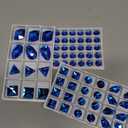 Sew On Glass Rhinestone,81Pcs Mix Shape Sew On Crystal Flatback Sewing Gems with Holes for Clothes Shoes Dress Costume Garment DIY CraftsCapri Blue