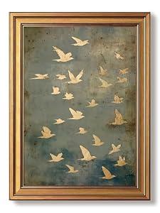 Vintage Gold Framed Wall Art Flying Bird Pictures Wall Decor 16x24 Inch