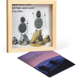 Dad Pebble Art Handcrafted 3D Rock Picture for Father from Son or Daughter Thoughtful Fathers Day or Birthday Gift Wall Art Decor (For Father)
