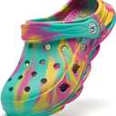 HOBIBEAR Boys and Girls Classic Graphic Kids Garden Clogs Slip on Water Shoes (Iridescent-Size 4.5 Big Kid)