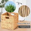 Layhit 4 Pcs Wicker Storage Basket Water Hyacinth Handwoven Baskets with Handles Foldable Woven Organizer Multipurpose Wicker Storage Bins for Bedroom Living Room(12 x 12 x 12'',Natural)