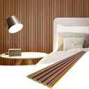 Art3d Slat Wall Panels, WPC Soundproof 3D Wall Paneling for Interior Wall Decor, TV Background, 8-Pack 96 x 6 in. Teak