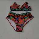 Hilinker Women's Leopard Bikini Swimsuits V Neck High Waisted 2 Piece Bathing Suits (Coral) Small