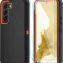 ONOLA Phone Case for Samsung Galaxy S22 Case with HD Screen Protector, Heavy Duty Shockproof & Dropproof 3-Layer Cover Phone Case for Galaxy S22 6.1'',BlackOrange