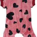 Dog Pajamas Love Heart Dog Sweater Pjs Warm Soft Pet Holiday Clothes Puppy Jumpsuits Onesie Outfits for Small Dogs and Cats (Small, Heart)