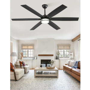65 Inch Ceiling Fans with Lights, Farmhouse Large Ceiling Fans with Remote, Black Modern Ceiling Fan with LED Light, Quiet DC Motor for Living Room, Bedroom, Kitchen, Indoor