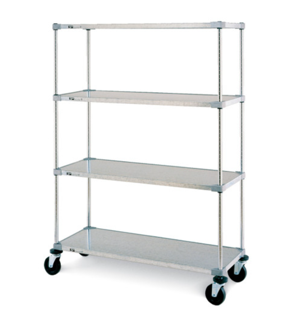 Metro Super Erecta 4-Shelf Industrial Solid Shelving Stem Caster Cart, Galvanized (5 ft x 5'8 ft x 1'8 ft)