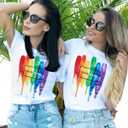 Funny Pride Shirt Women Love Wins LGBT Equality Letter Print Tee White (White, S)