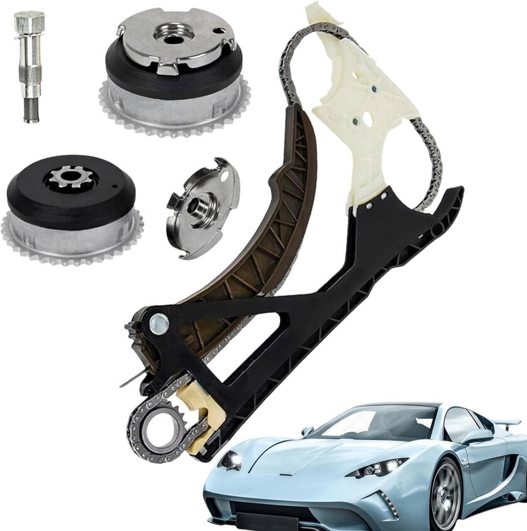 11318648732 Engine Timing Chain Kit with 2PCS Intake & Exhaust VVT Camshaft Adjuster Gear for BMW N51 N52 S55 535i X6 M4 X3 X4 X5 F10 F22 F23 328 Engine Aftermarket Parts