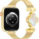 MOINSPIRE Slim Mesh Metal Band for Women with Small Wrists Compatible with Apple Watch 38mm 40mm 41mm 42mm(S10/11) Four-Leaf Clover Magnetic Milanese Loop Strap for iWatch Series 11/10/9/8/7/6/5/4/SE/3/2/1