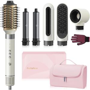 6-in-1 Hair Styler, 110,000 RPM Hair Dryer with Auto-Wrap Curlers, Blow Dryer Oval Brush & Volumizer, Hot Air Styler for Fast Drying,Curling, Smoothing & Volume, Air Styler with Travel Case