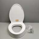 ELONGATED toilet seat risers for seniors, Slow Close, Elevated toilet seat, Heavy Duty, Never Loosen, Raised toilet seat elongated bowl, White(18.5)