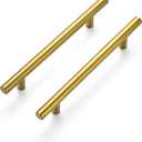 Ravinte 10 Pack 7.38" Cabinet Pulls Brushed Brass Stainless Steel Kitchen Cupboard Handles Cabinet Handles 7.38" Length, 5" Hole Center