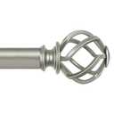 KAMANINA Antique Silver Curtain Rod 32 to 58 inch(2.6-4.8ft), 1 inch Adjustable Single Curtain Rods for Windows 28 to 48 inch, Decorative Drapery Rod with Twisted Cage Ends