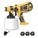 Jiangtaom Paint Sprayer, High Power Electric Spray Paint Gun with 3 Nozzles and 900ml Container, 3 Spray Patterns, Adjustable Flow Rate