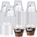 SiliFine 100 Pcs Fishing Party Favors 8/9 oz Bait Cups with Lids Disposable Bulk Plastic Bait Cups for Water Wine Coffee Cake Fishing Birthday Baby Shower Favors Decor (Clear,9 oz)