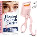 Heated Eyelash Curler, 5s Fast Heating Electric Eyelash Curler, Safe Anti-Burn Eyelash Curlers with Silicone Pad, Type-C Quick Charge, Intelligent Temp Control, 24H Long-Lasting Curls (Pink)