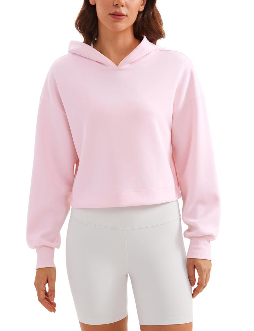 CRZ YOGA SoftAura Cropped Hoodies for Women - Long Sleeve Pullover Basic Workout Casual Hooded Sweatshirts, Small
