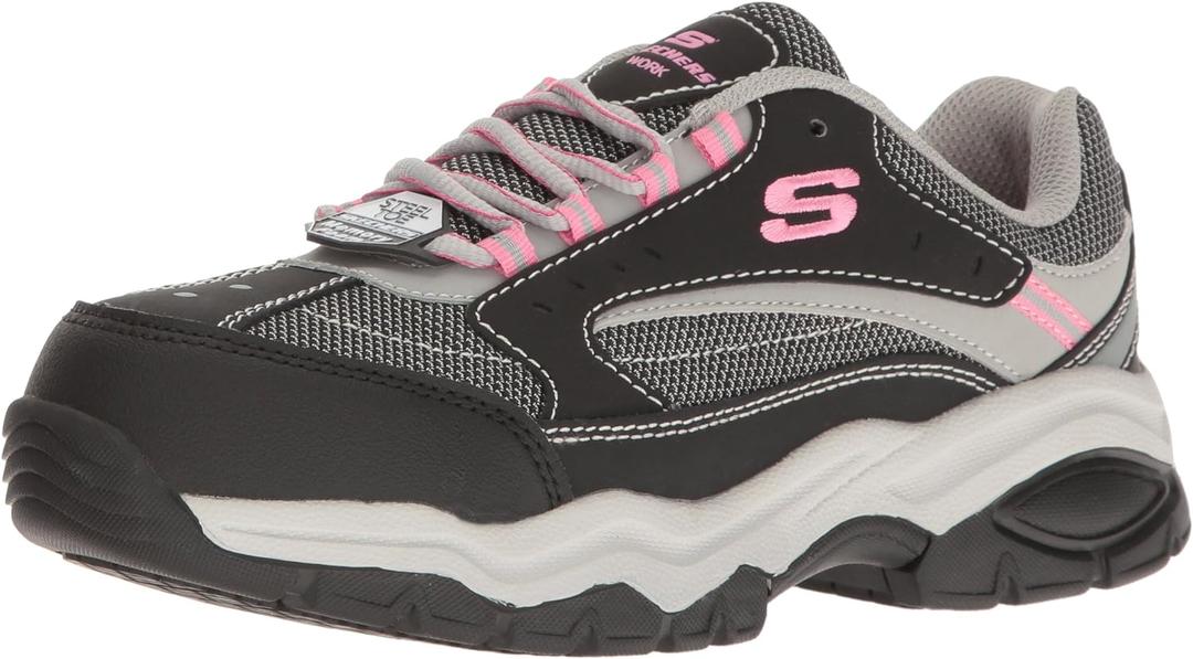 Skechers Women's BISCO Work Shoe (8, Black/Grey)