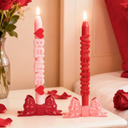 DN DECONATION Flameless Taper Candles Set of 2, Red & Pink Valentine LED Candles - Battery Operated “Valentine” & “BE Mine” Decor Candles for Romantic Home, Wedding, Gift for Her