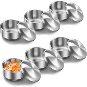 Reallnaive 6 Sets 12 oz Stainless Steel Korean Soup Rice Bowl with Lid for Cereal Kitchen Restaurant Double-walled Anti Scalding Metal Bowls for Soup Salad Noodles Insulated (Sliver)