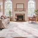 4x6 Ft Area Rugs for Living Room, Soft Non-Slip Washable Rugs Modern Abstract Pattern Carpet for Bedroom Indoor Floor Nursery Home Decor (Pink)